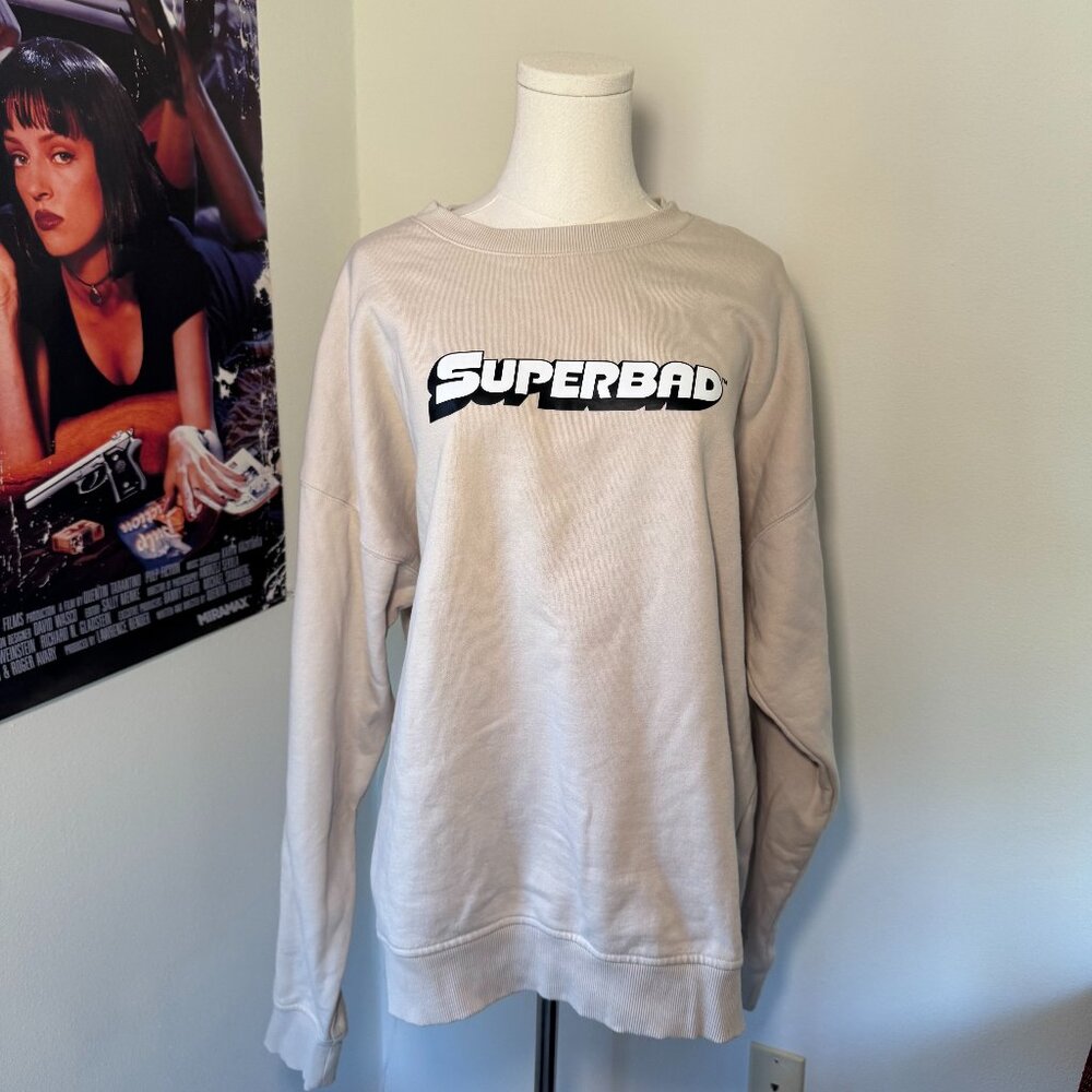 H&M Superbad Graphic Double Sided Crewneck Sweatshirt